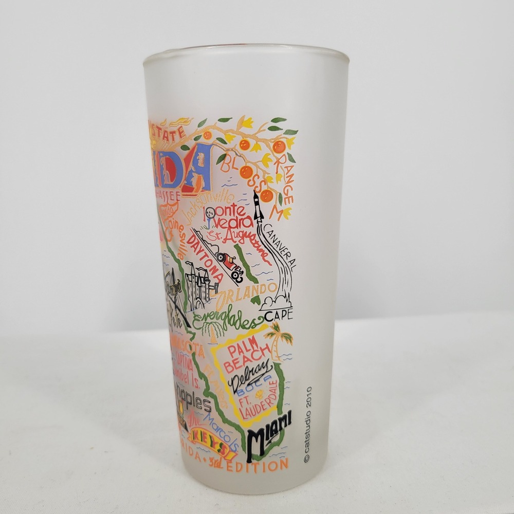 Catstudio Florida State Glass 15oz Highball Frosted Geography Collection - Picture 3 of 3